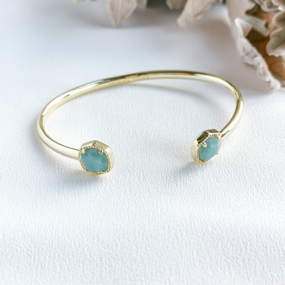 Davie Gold Cuff Bracelet Teal Amazonite w/dust bag